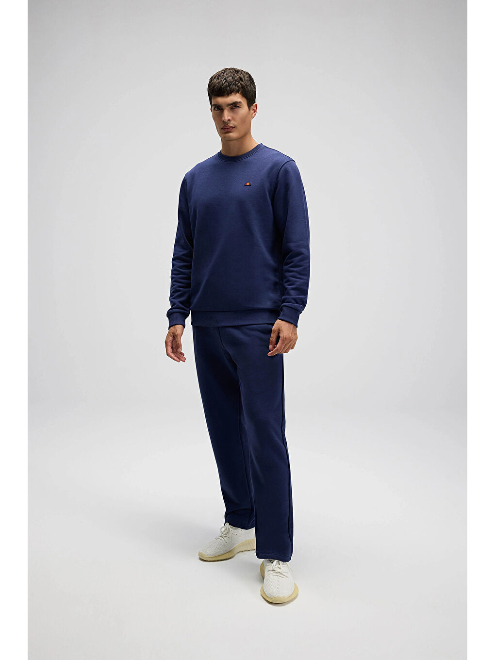 Lacivert Pamuklu Regular Fit Bisiklet Yaka Logolu Sweat EM579-NV-1