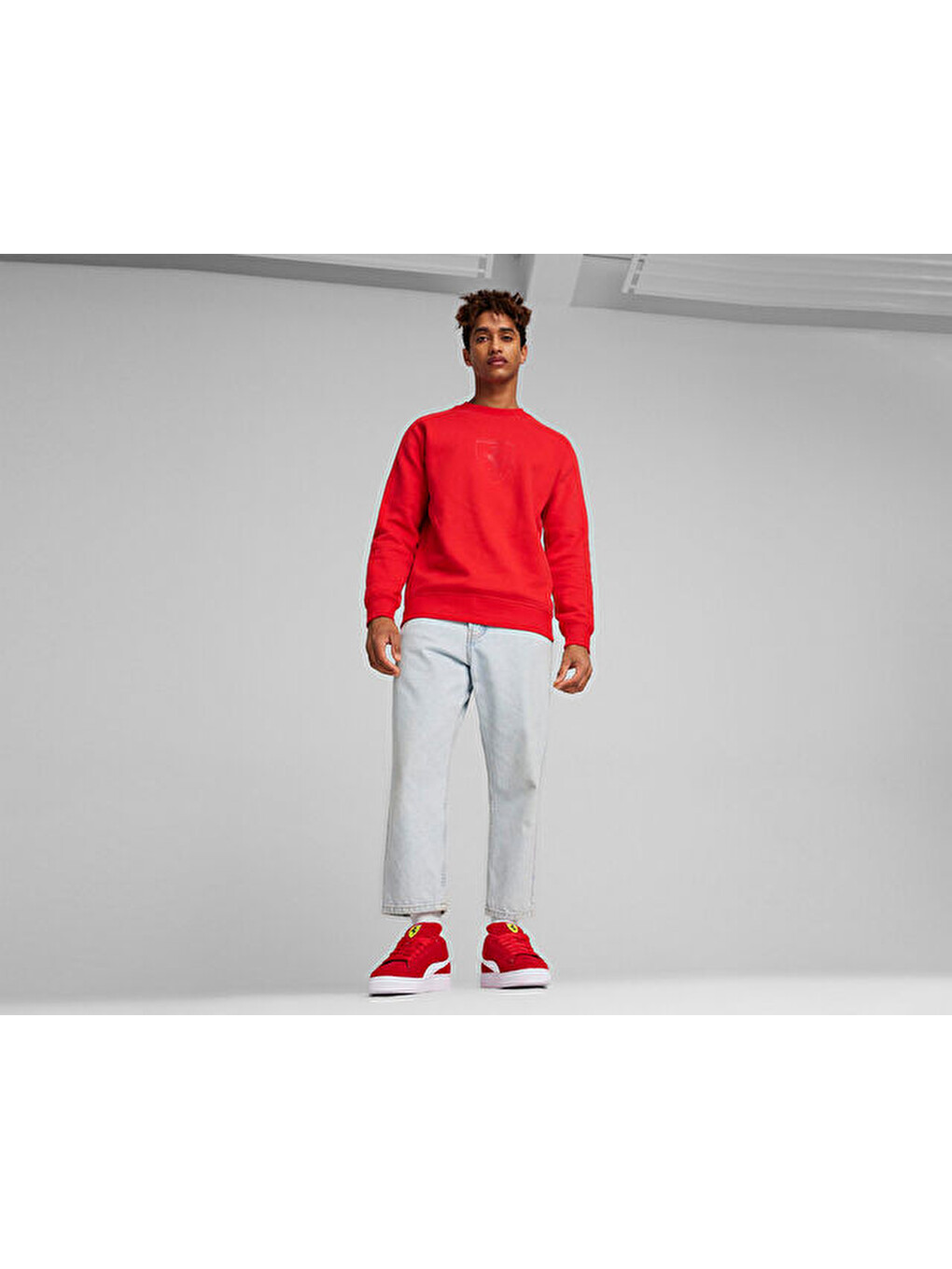 Ferrari Race Big Shield Crew Erkek Günlük Sweatshirt 62380202 Kırmızı-6