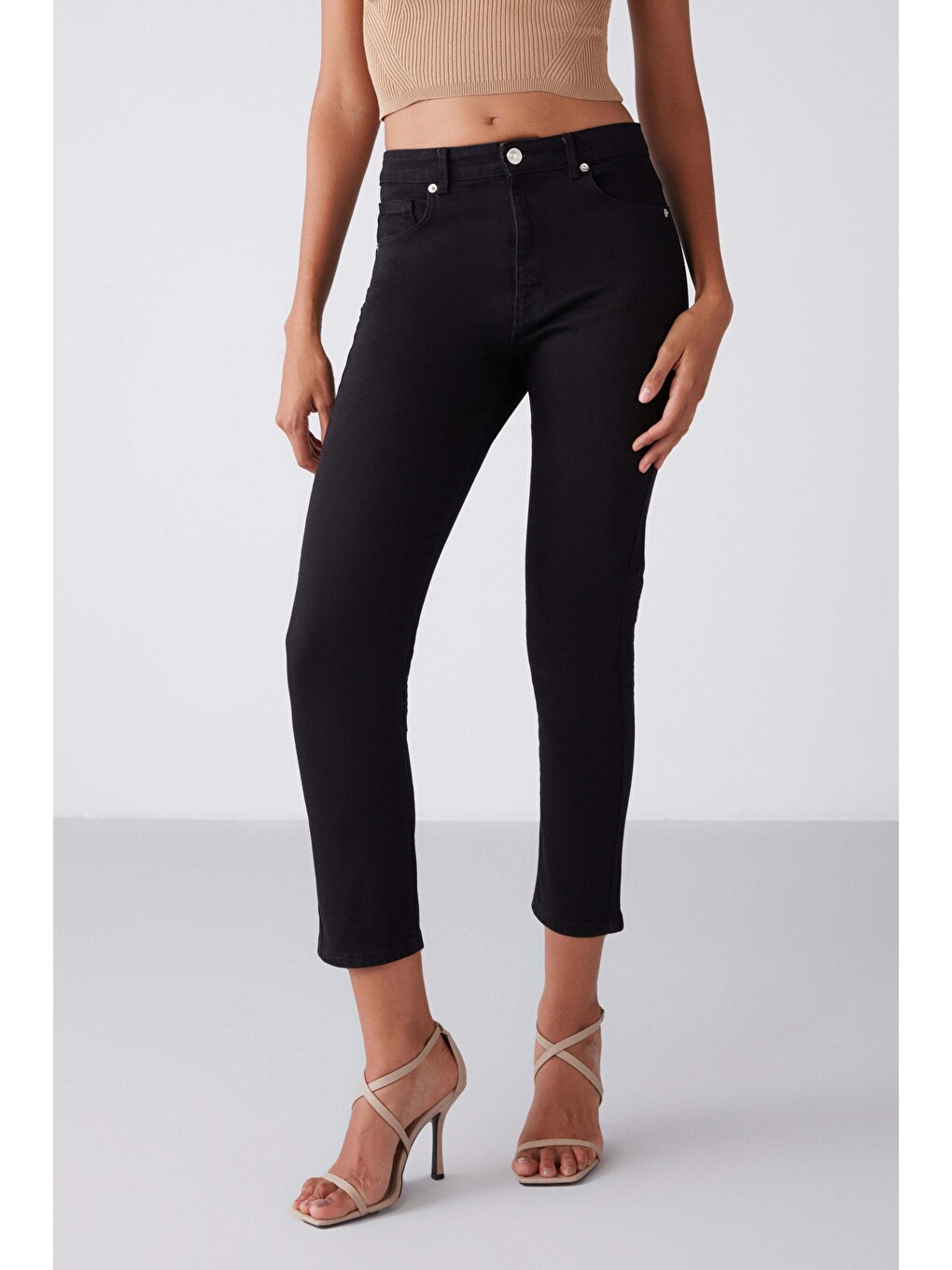 Gına Kadın Skinny Fit Dar Paça Normal Bel Organik Pamuk Comfort Dokuma 5 Cepli Siyah Jeans-2