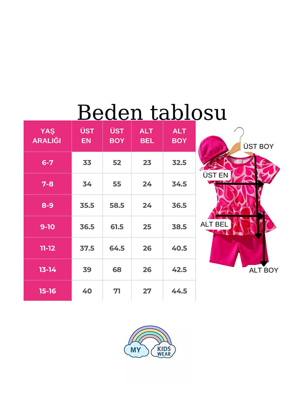 Pembe Üç Parça Kız Çocuk Boneli Mayo-1