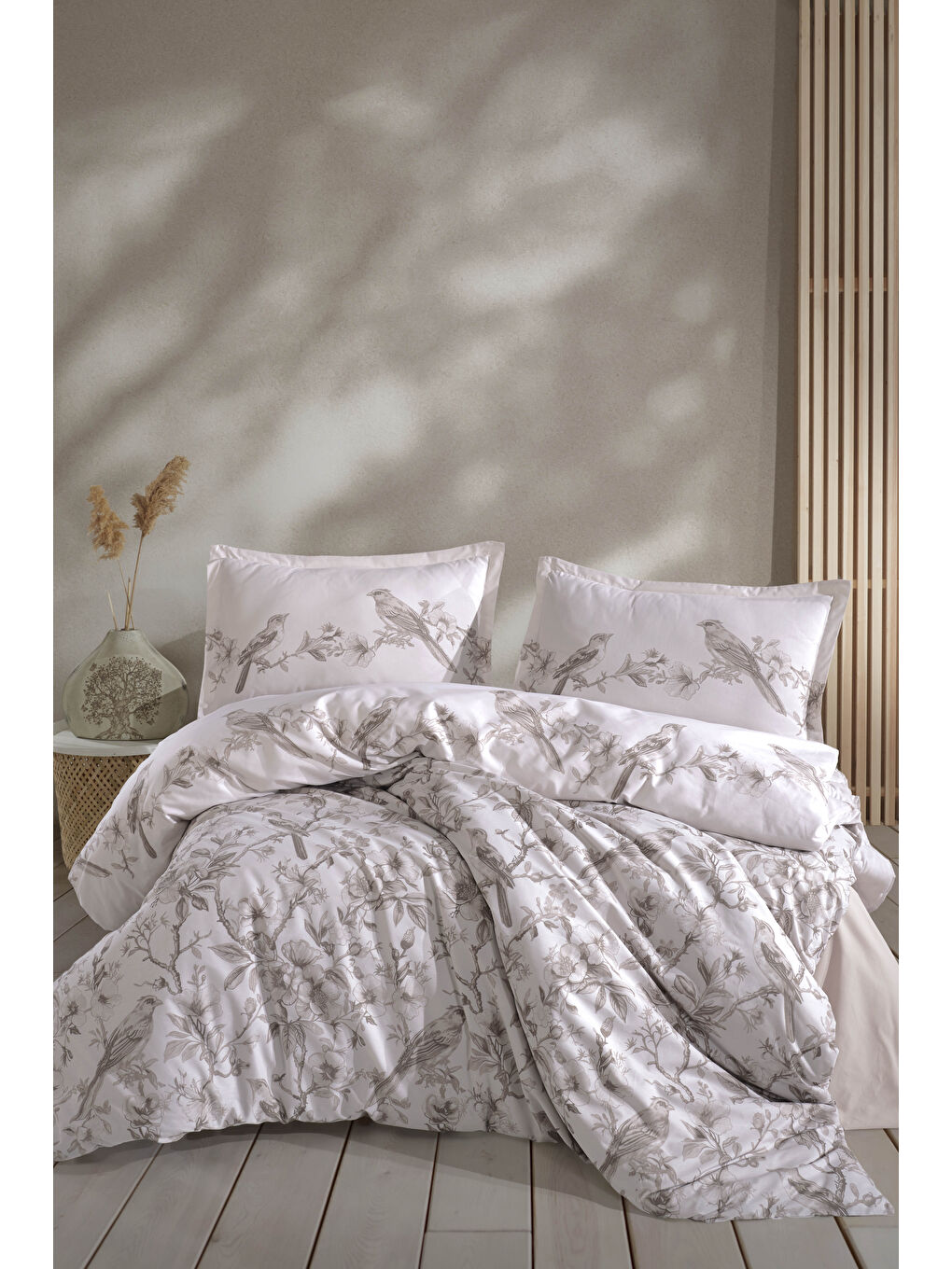 Bej %100 Pamuk Nevresim Takımı Çift Kişilik Mavlin-2