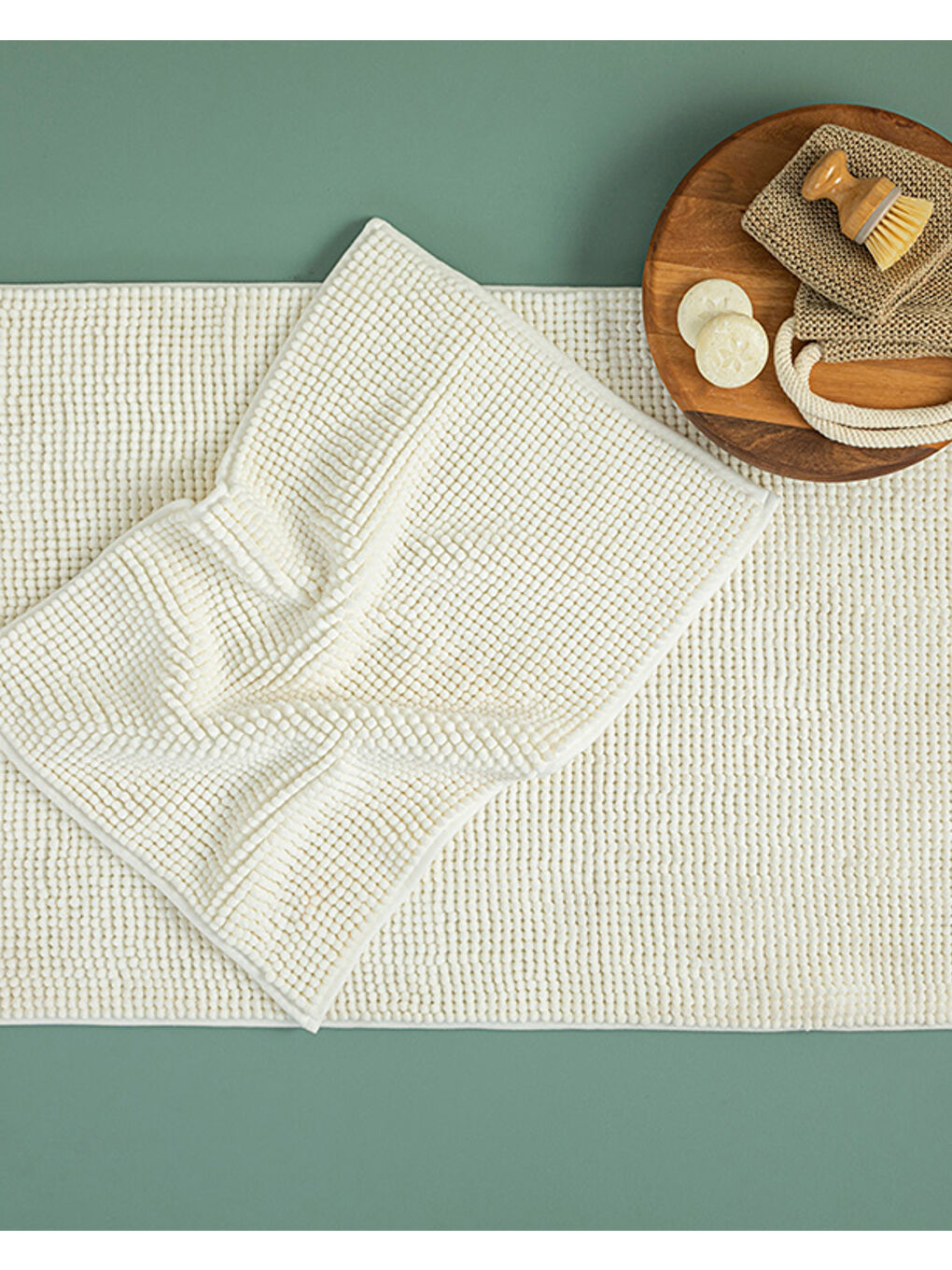 Paige Makarna Banyo Paspası Seti Ekru