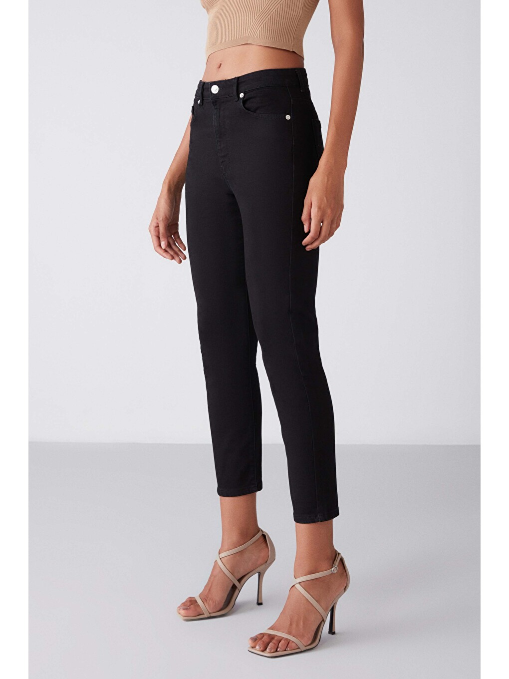 Gına Kadın Skinny Fit Dar Paça Normal Bel Organik Pamuk Comfort Dokuma 5 Cepli Siyah Jeans-3