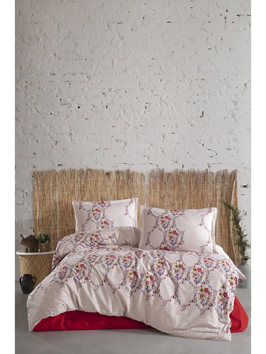 Kırmızı %100 Pamuk Nevresim Takımı Çift Kişilik Navas-2