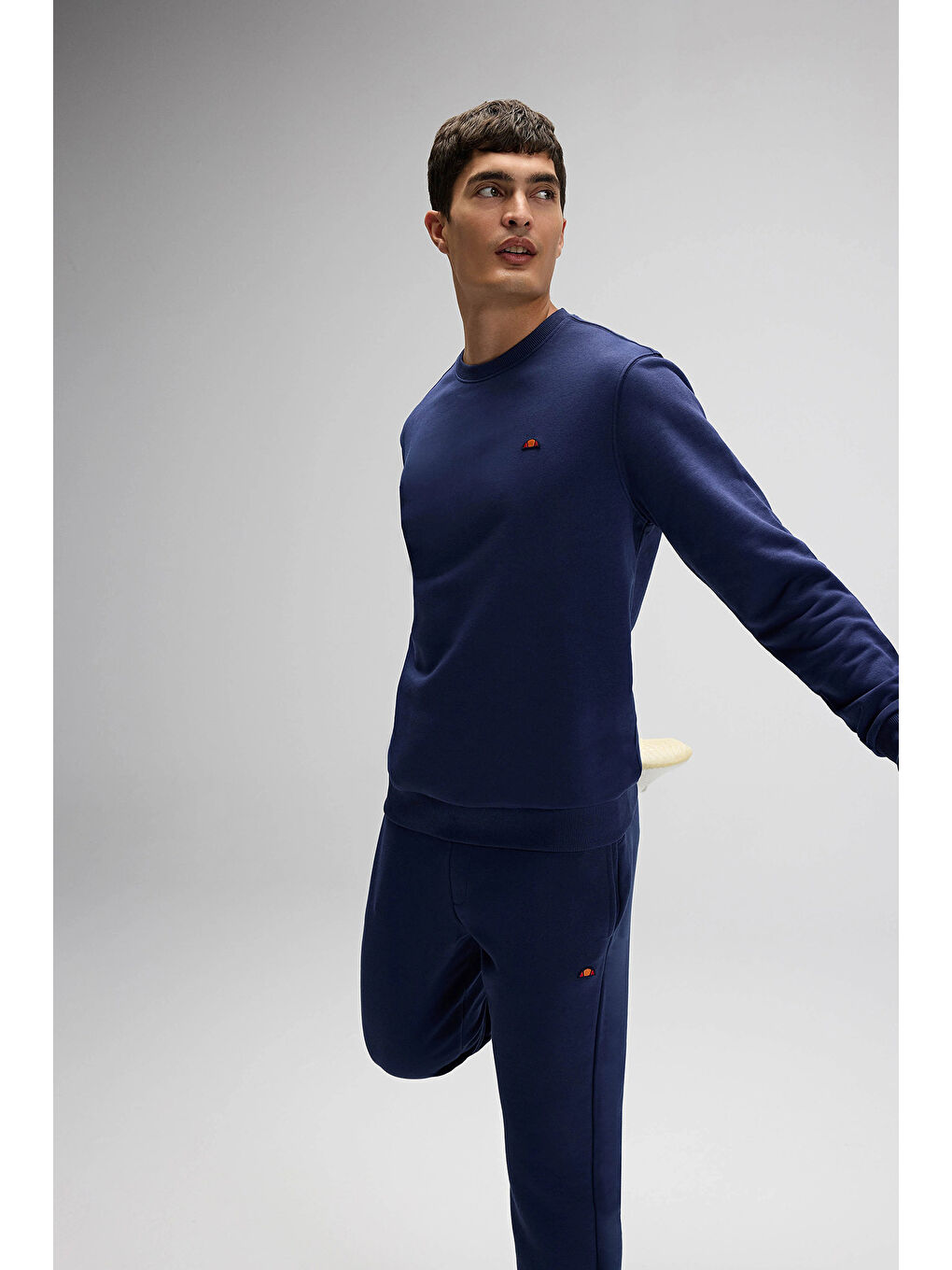 Lacivert Pamuklu Regular Fit Bisiklet Yaka Logolu Sweat EM579-NV-3