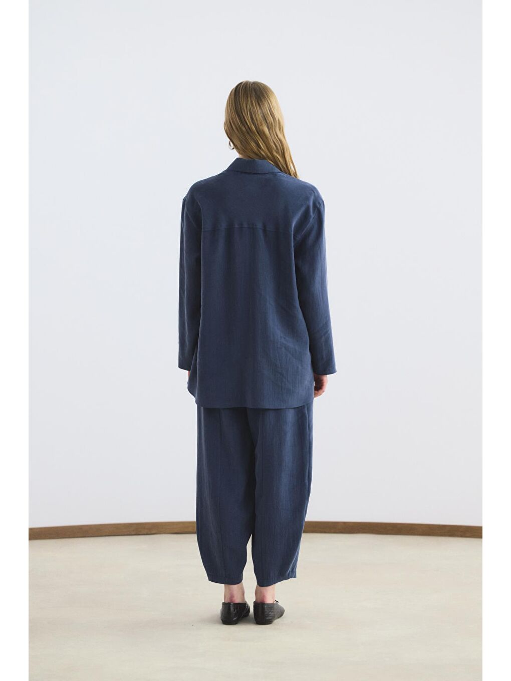 Yaka Detaylı Tunik Pantolon Takım Lacivert-5