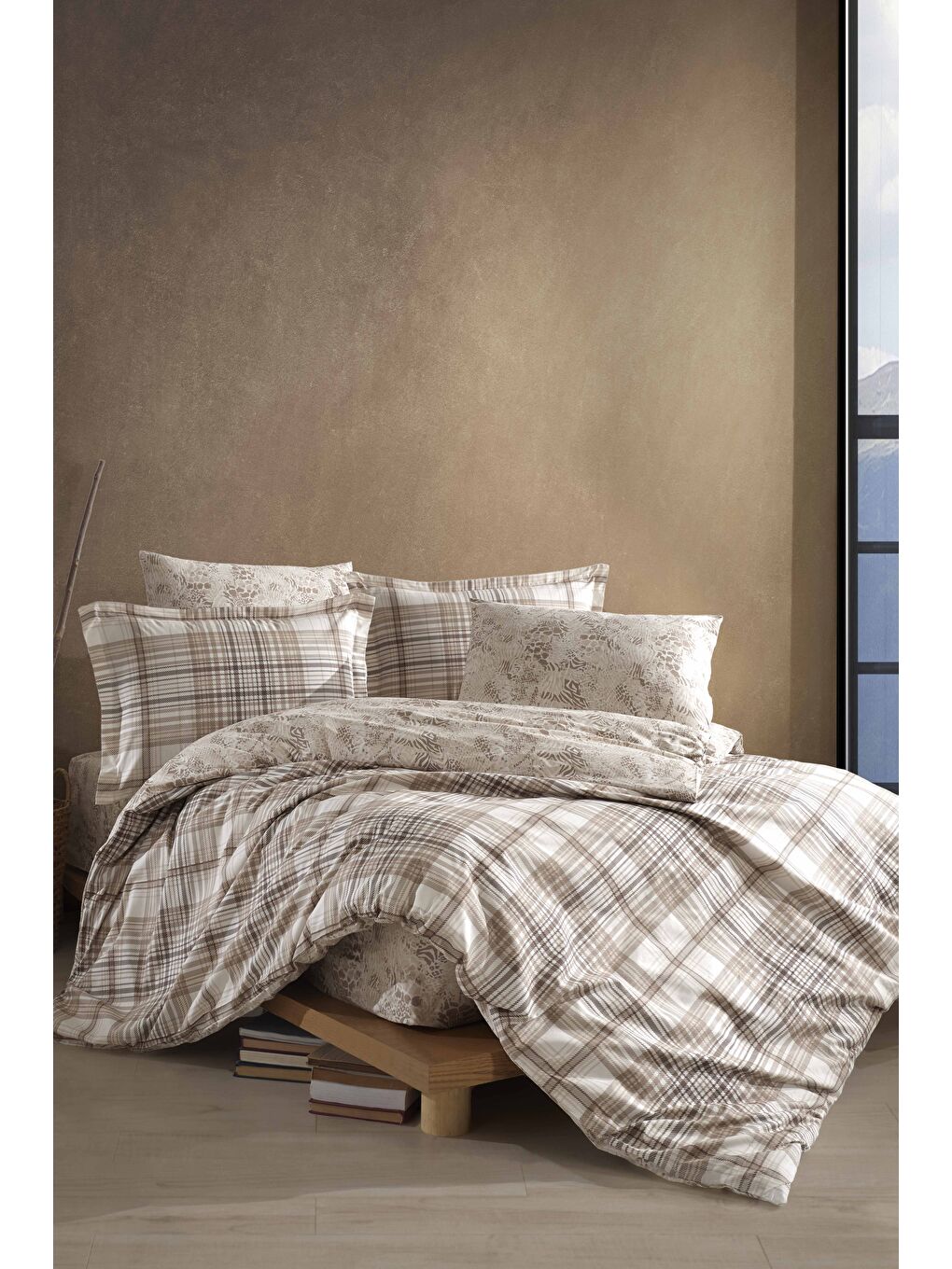 Bej %100 Pamuk Nevresim Takımı Çift Kişilik Ravel-1