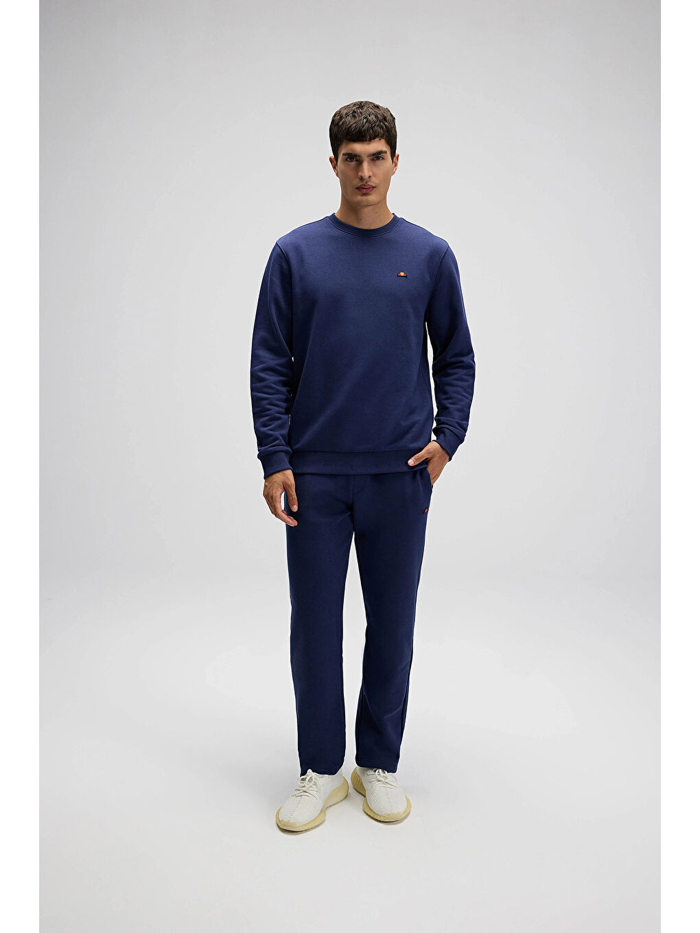 Lacivert Pamuklu Regular Fit Bisiklet Yaka Logolu Sweat EM579-NV-4