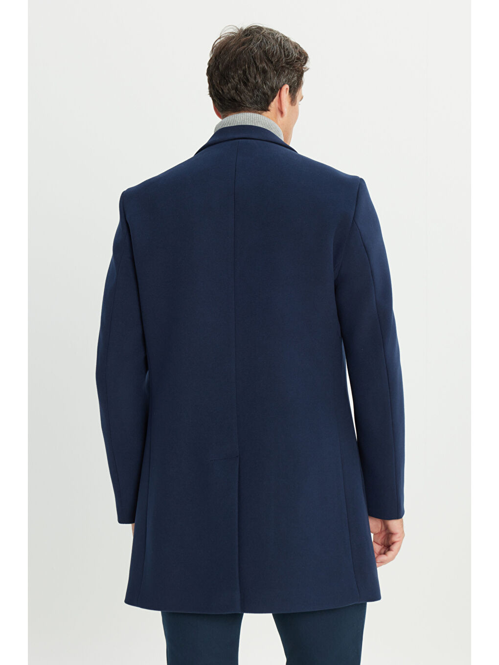 Erkek Lacivert Sıcak Tutan Standart Fit Normal Kesim Esnek Palto-5