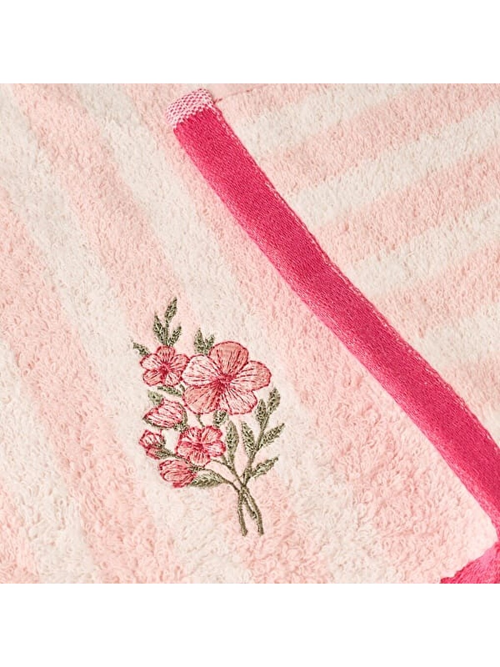 Soft Vari Yüz Havlusu - Ekru / Pembe - 50x80 cm-1
