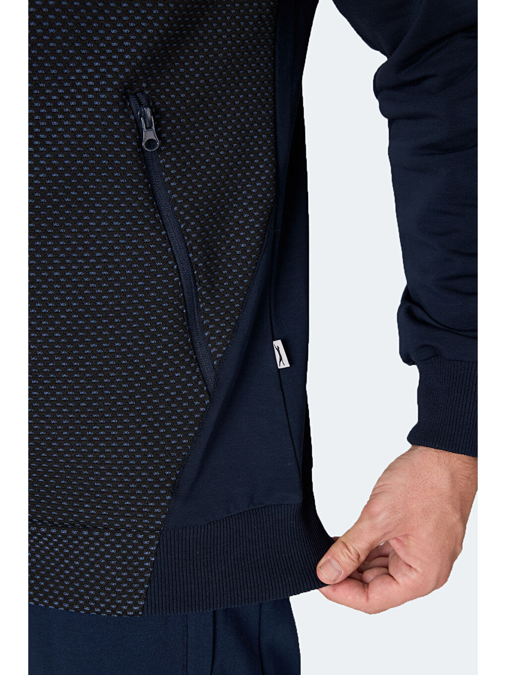 FLAME Erkek Kapüşonlu Cepli Lacivert Sweatshırt-3