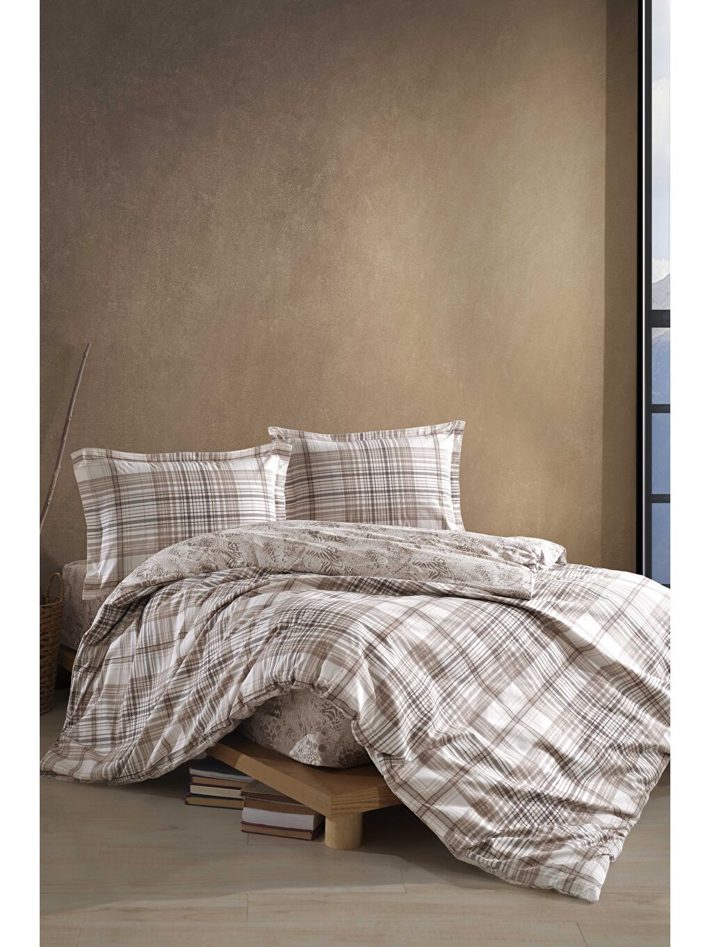 Bej %100 Pamuk Nevresim Takımı Çift Kişilik Ravel-2