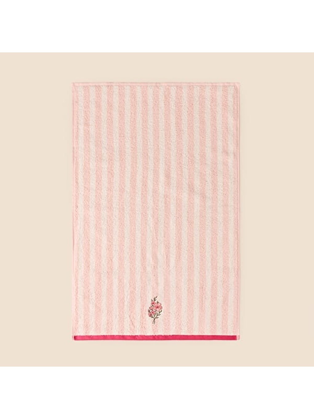 Soft Vari Yüz Havlusu - Ekru / Pembe - 50x80 cm-3