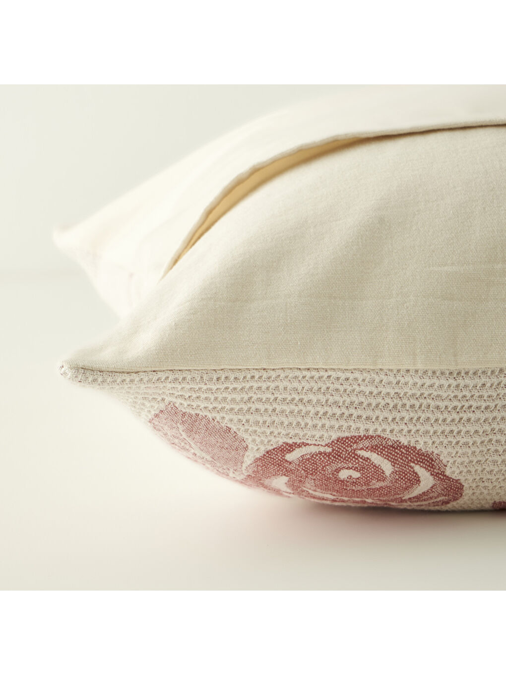 Ekru %100 Pamuk Rose Jakarlı Çift Kişilik Yatak Örtüsü Seti Krem (240x260 cm)-4