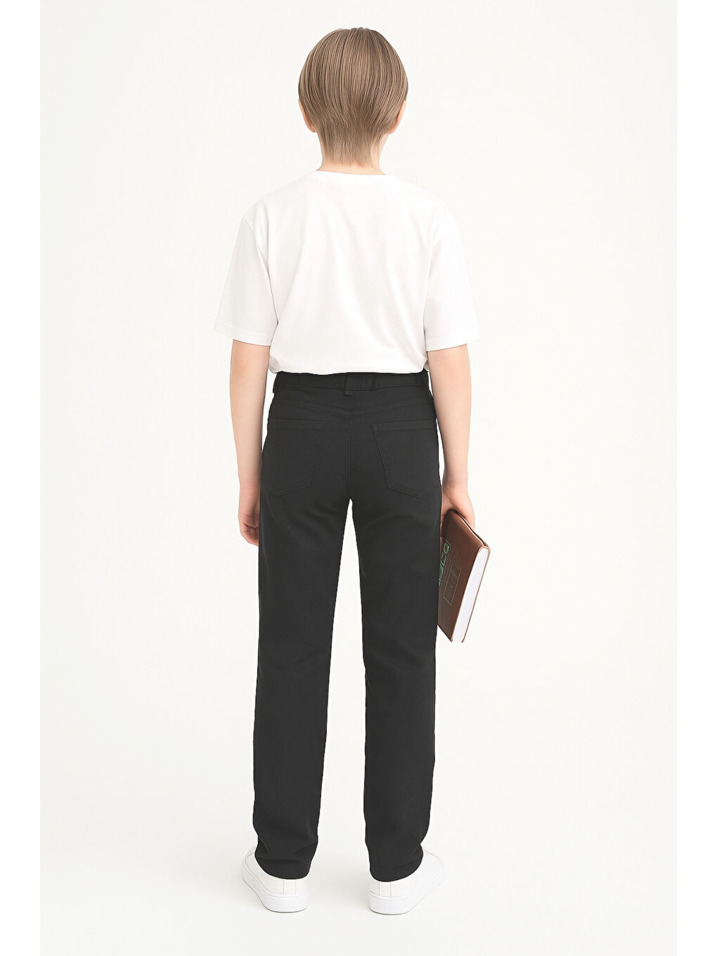 Siyah Erkek Çocuk Beli İpli Lastikli Okul Pantolonu Ak609-4