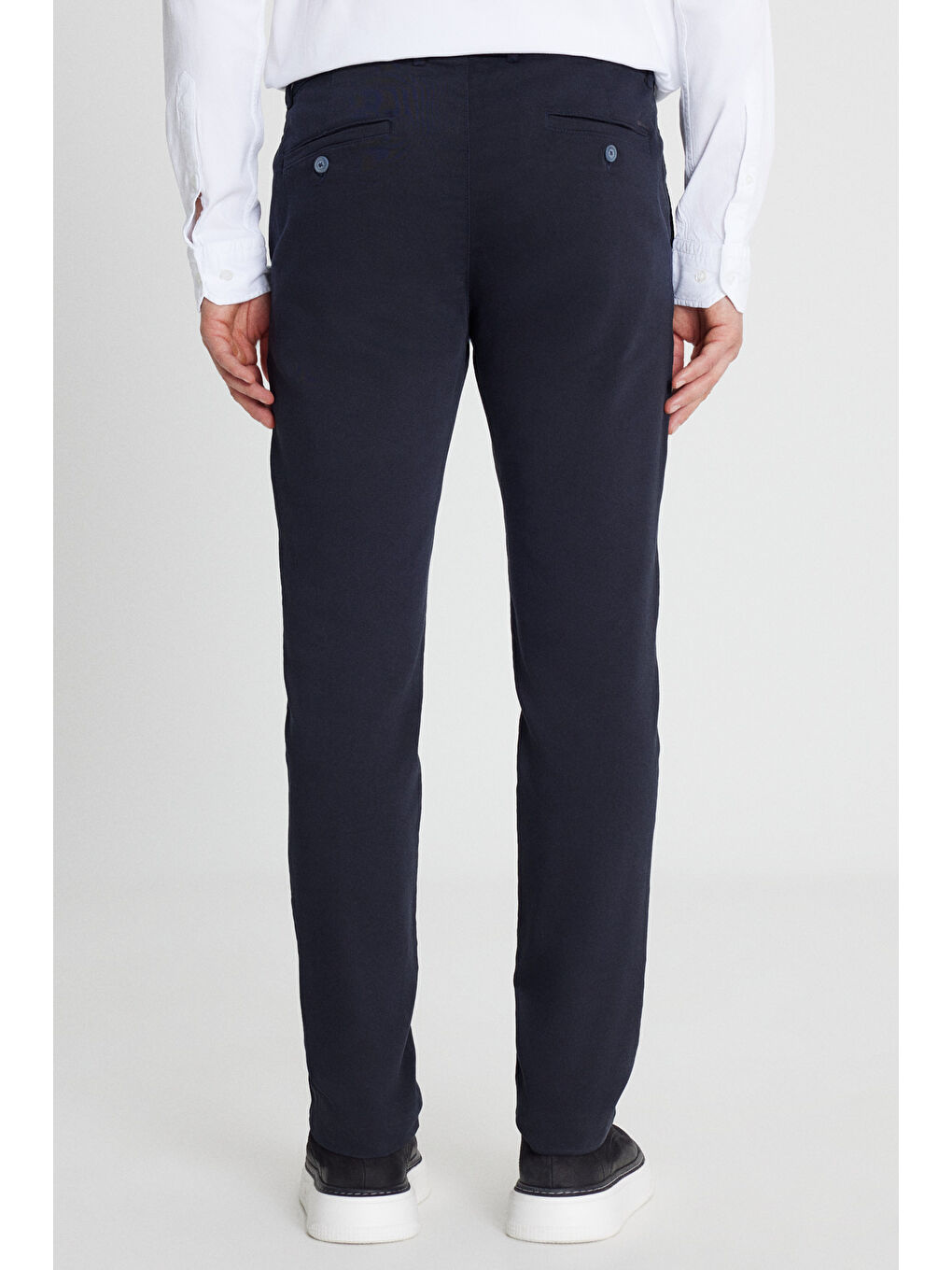 Erkek Lacivert Pamuklu Slim Fit Dar Kesim Yan Cep Casual Pantolon-4