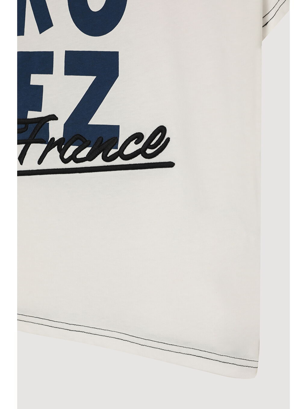 Büyük Yazı Baskılı Tişört Ekru-1