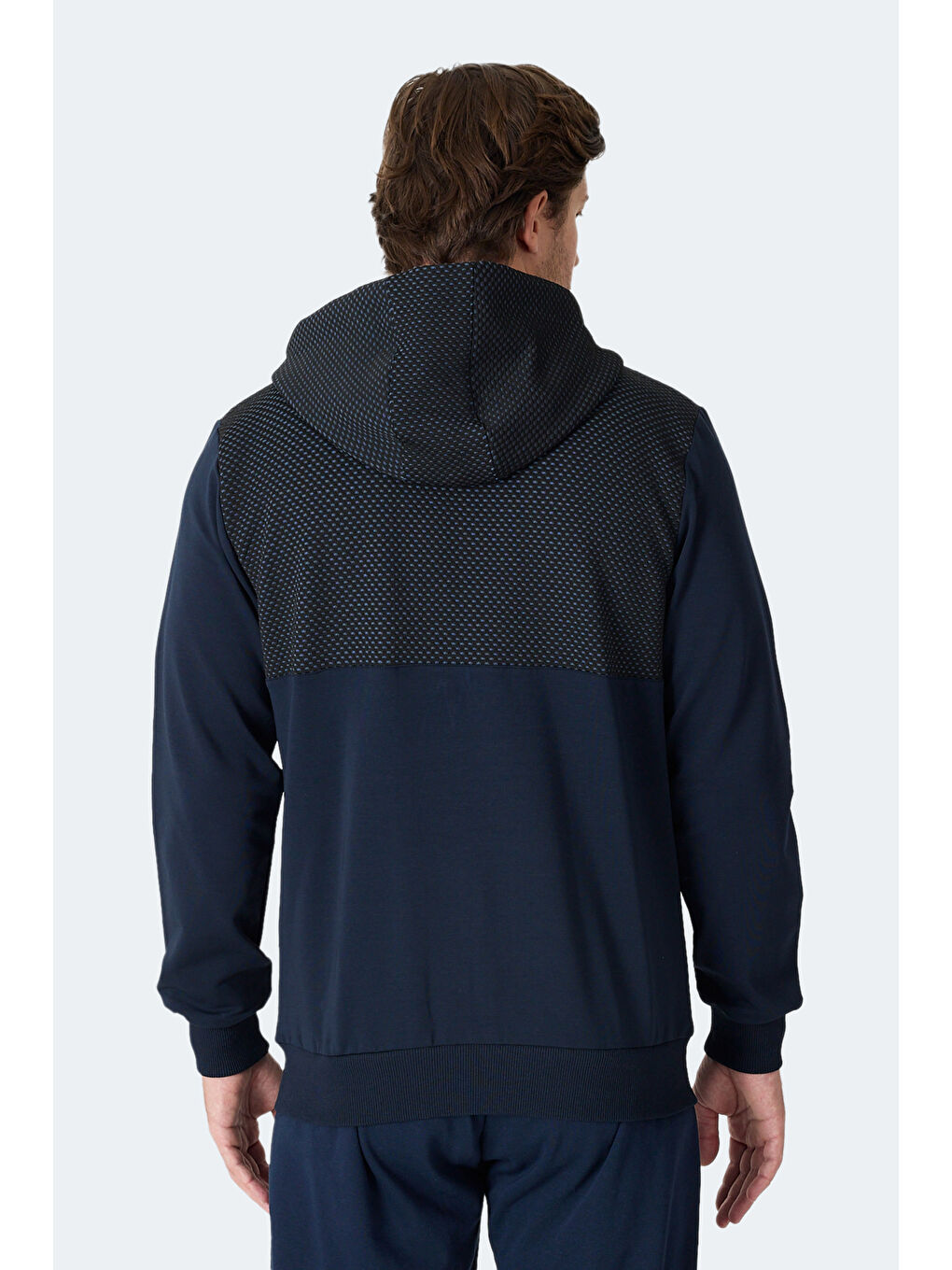 FLAME Erkek Kapüşonlu Cepli Lacivert Sweatshırt-5