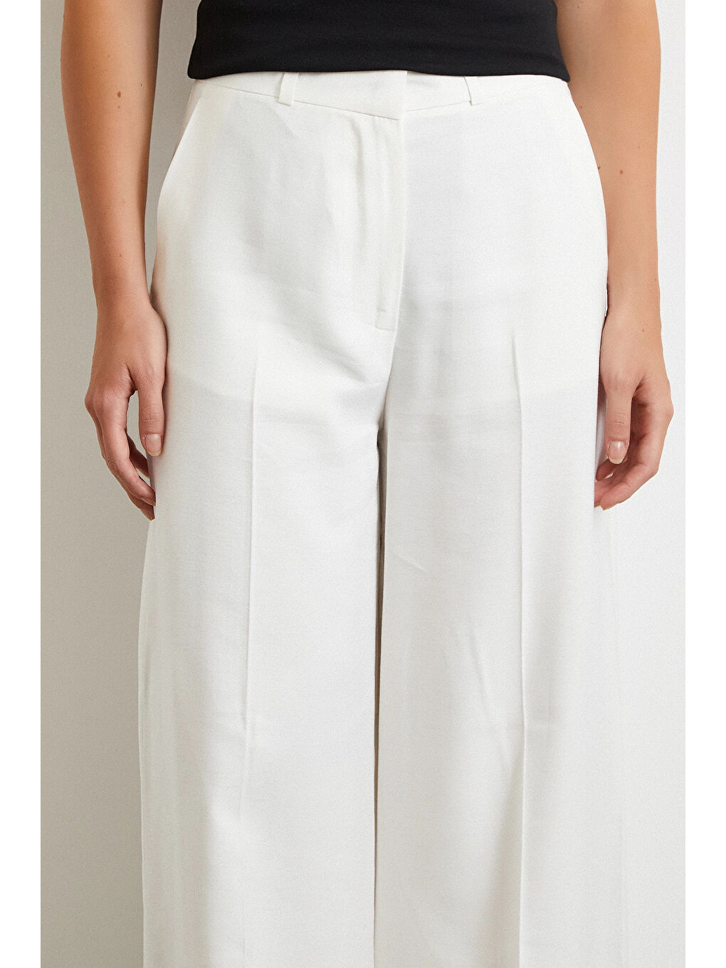 Geniş Paça Palazzo Pantolon Ekru-3