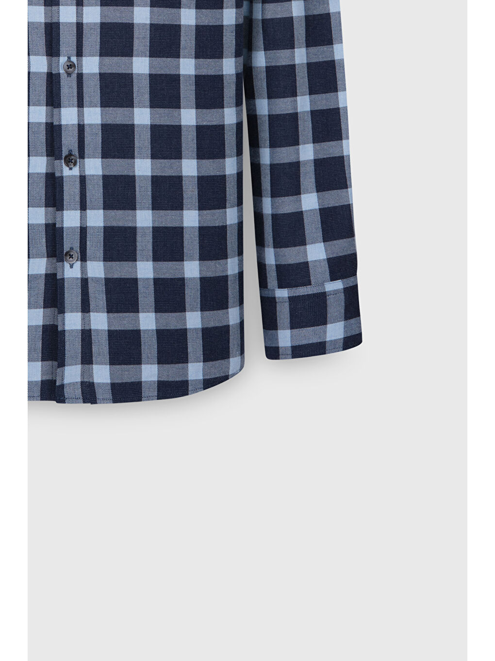 Erkek Lacivert-Mavi %100 Pamuk Oxford Slim Fit Dar Kesim Desenli Gömlek-7