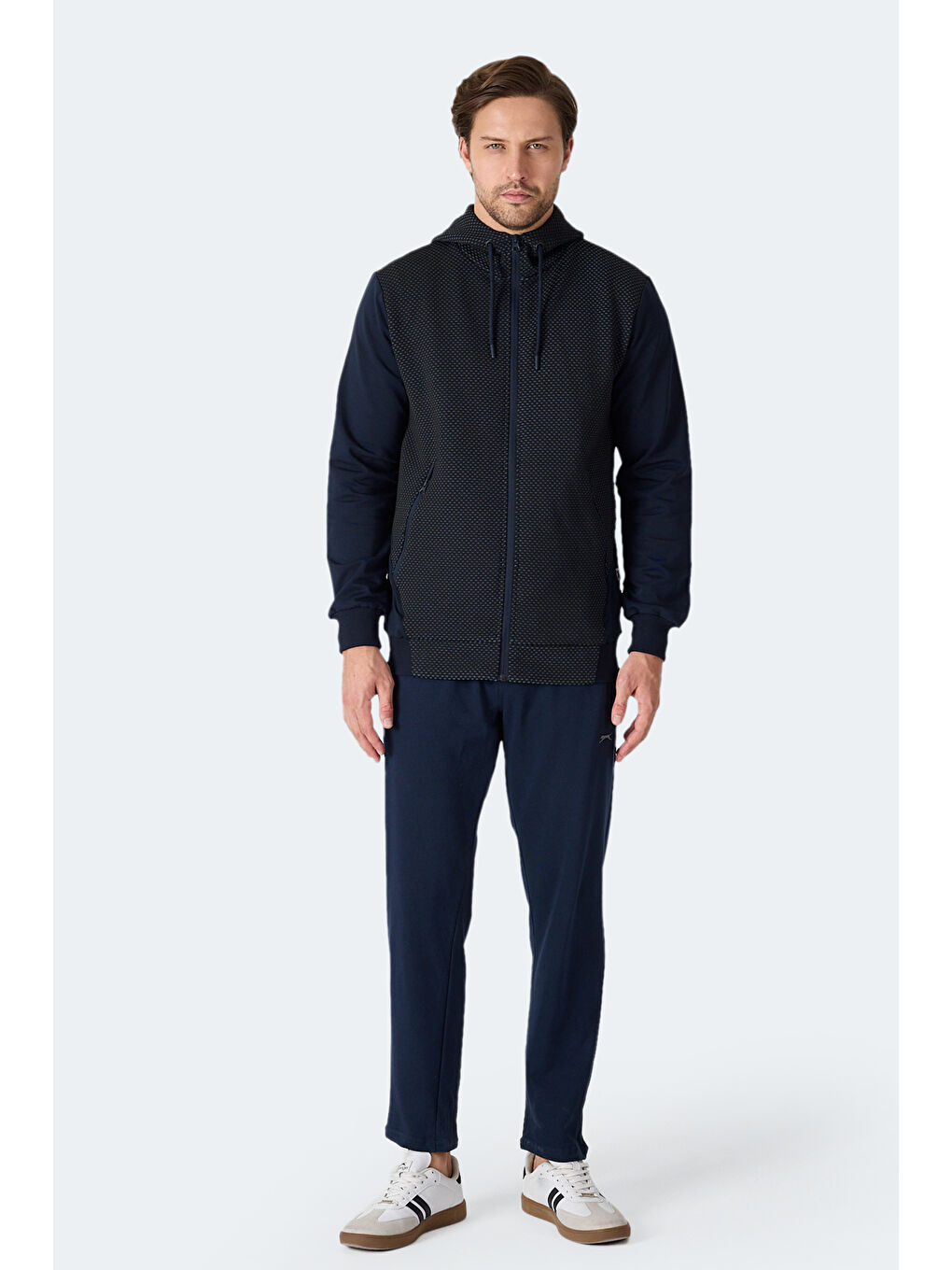 FLAME Erkek Kapüşonlu Cepli Lacivert Sweatshırt-6