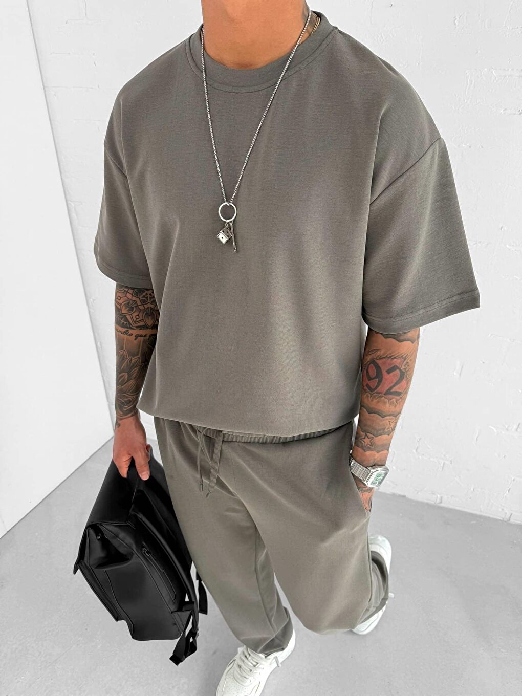 Abluka Online Erkek Oversize Basic Rahat Tişört Yeşil