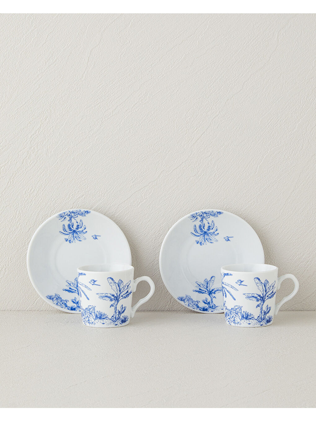 Pappi Porselen Kahve Fincan Takımı 4 Parça 2 Kişilik Mavi-1