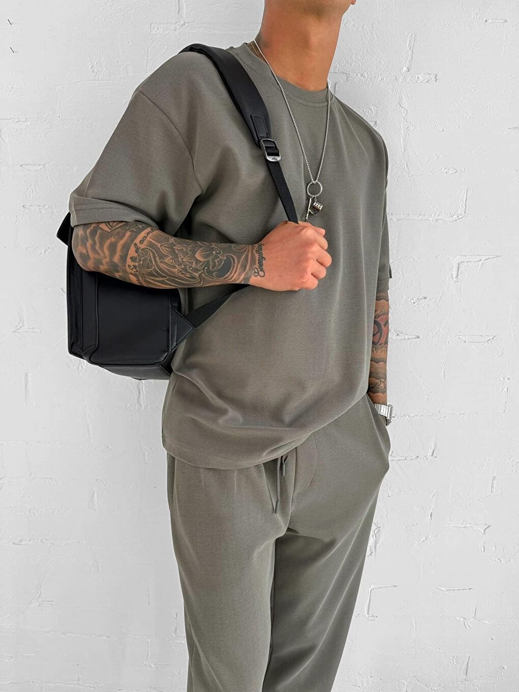 Abluka Online Erkek Oversize Basic Rahat Tişört Yeşil - 1