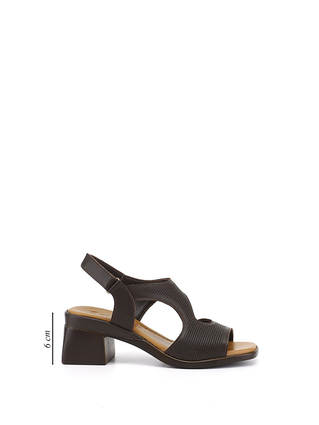 Kahverengi Kadın TÜTÜN KAHVE Cırt Bantlı Kalın Topuklu Hakiki Deri Sandalet-1