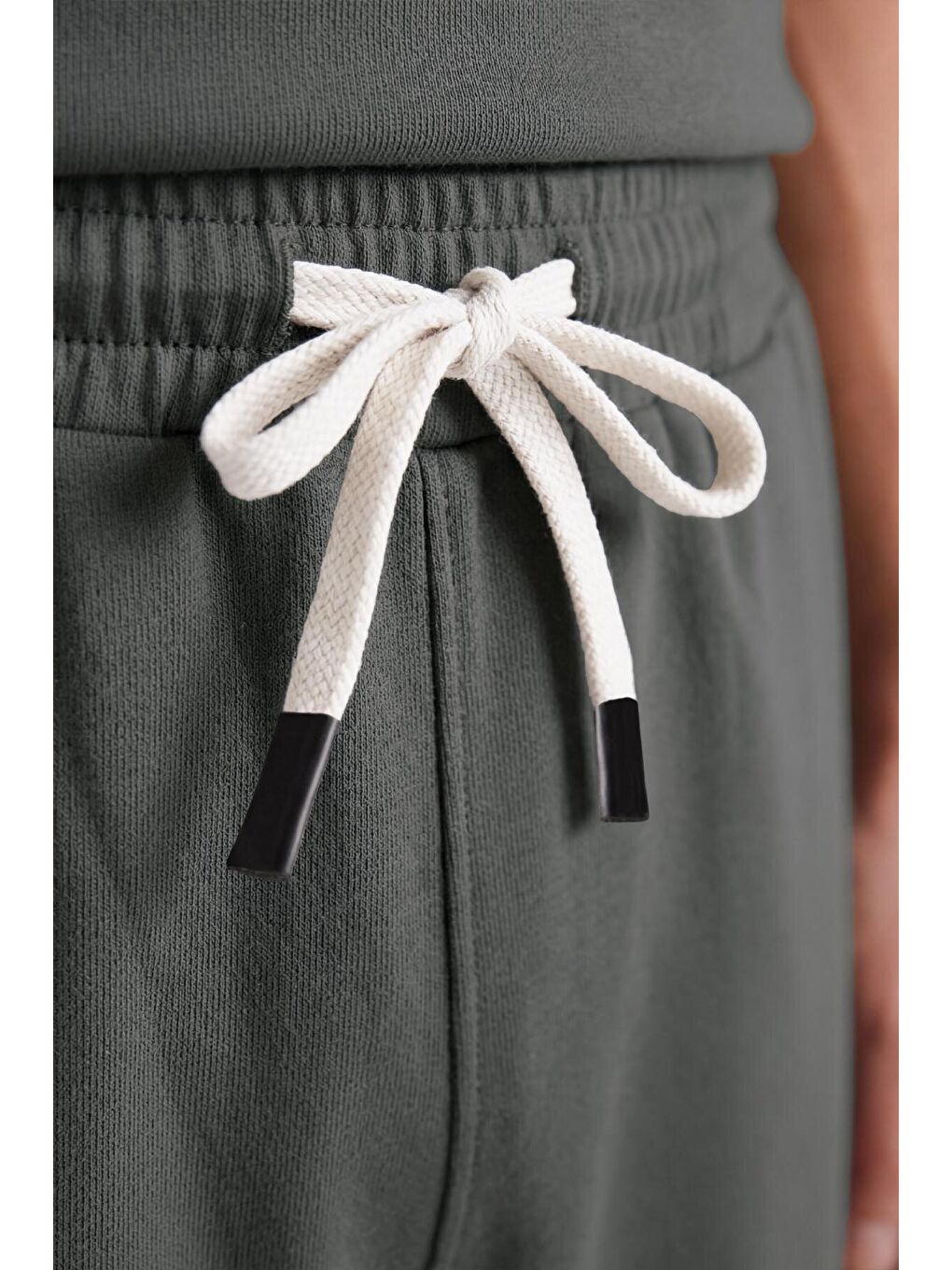 Haki Oversize Fit Basic Erkek Şort Takım - 85292-4