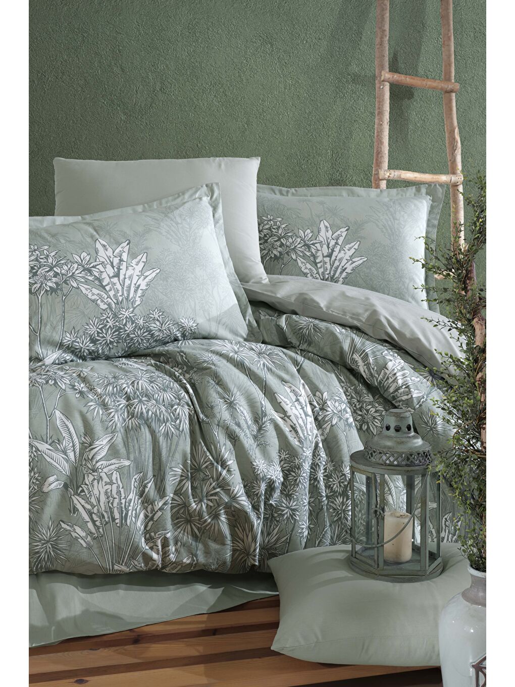 Yeşil %100 Pamuk Nevresim Takımı Çift Kişilik İrma