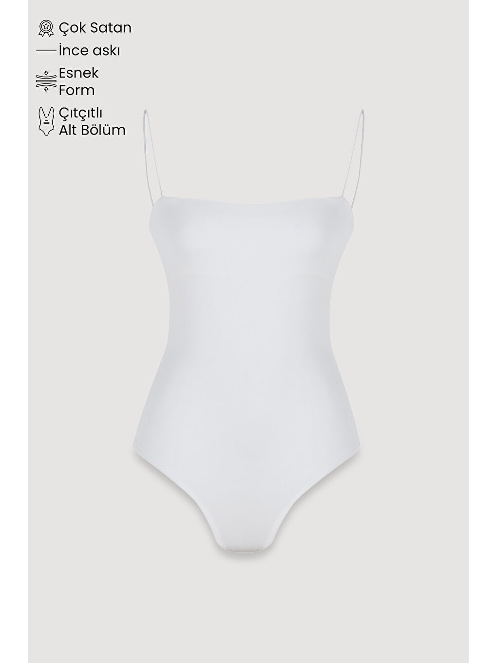 Çıtçıtlı İnce Askılı Bodysuit Ekru