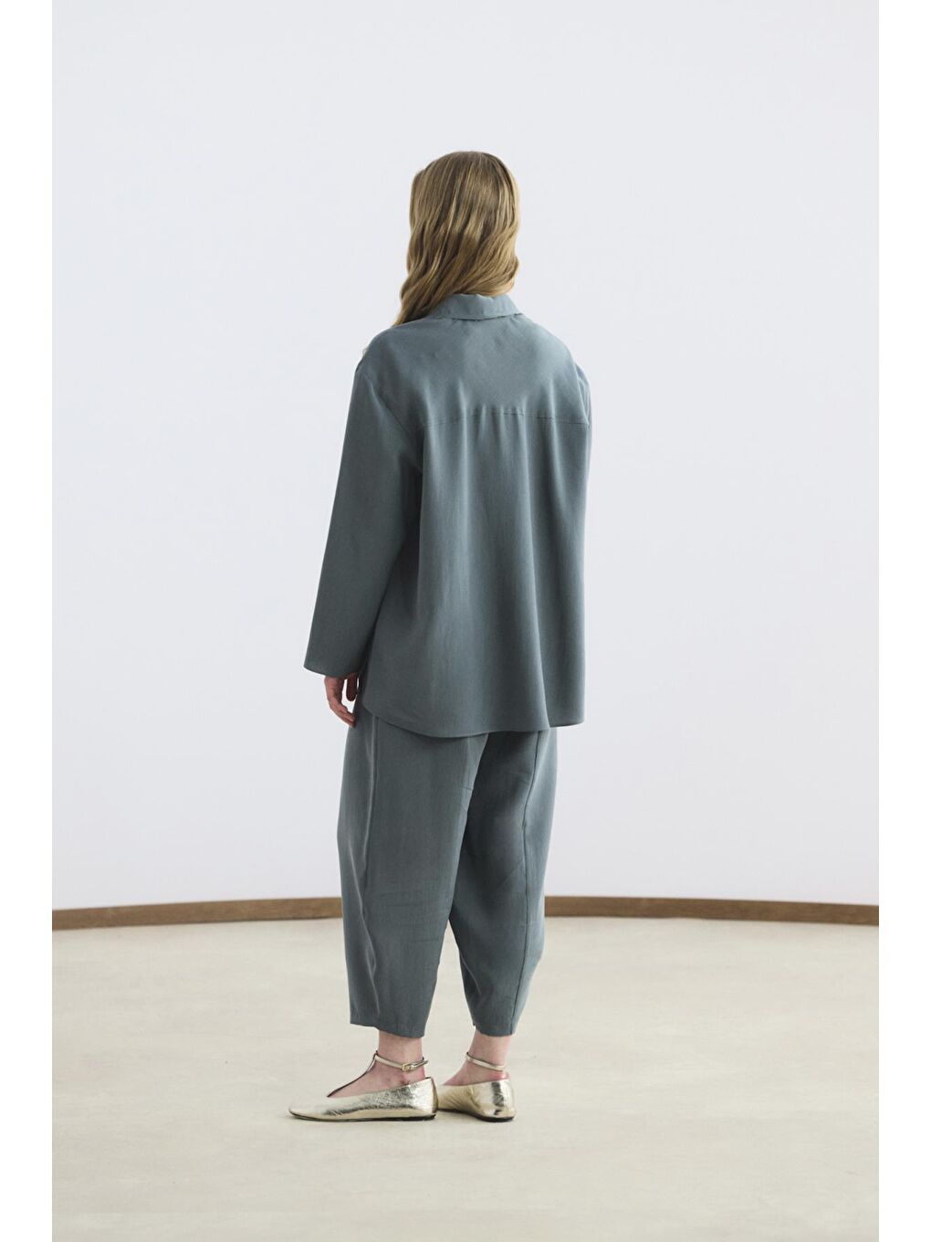 Yaka Detaylı Tunik Pantolon Takım Antrasit-5