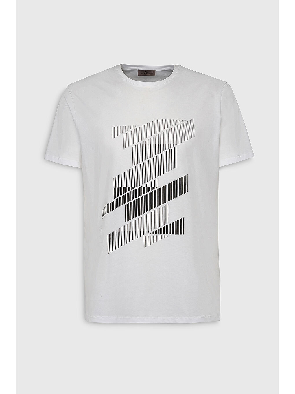 Erkek Beyaz Slim Fit Dar Kesim %100 Pamuk Baskılı Bisiklet Yaka Tişört-4