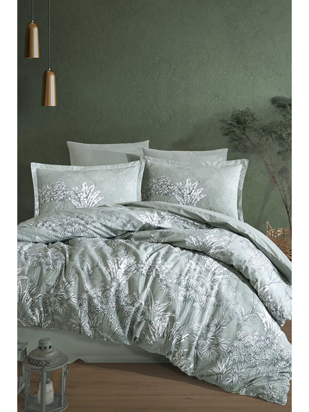 Yeşil %100 Pamuk Nevresim Takımı Çift Kişilik İrma-1