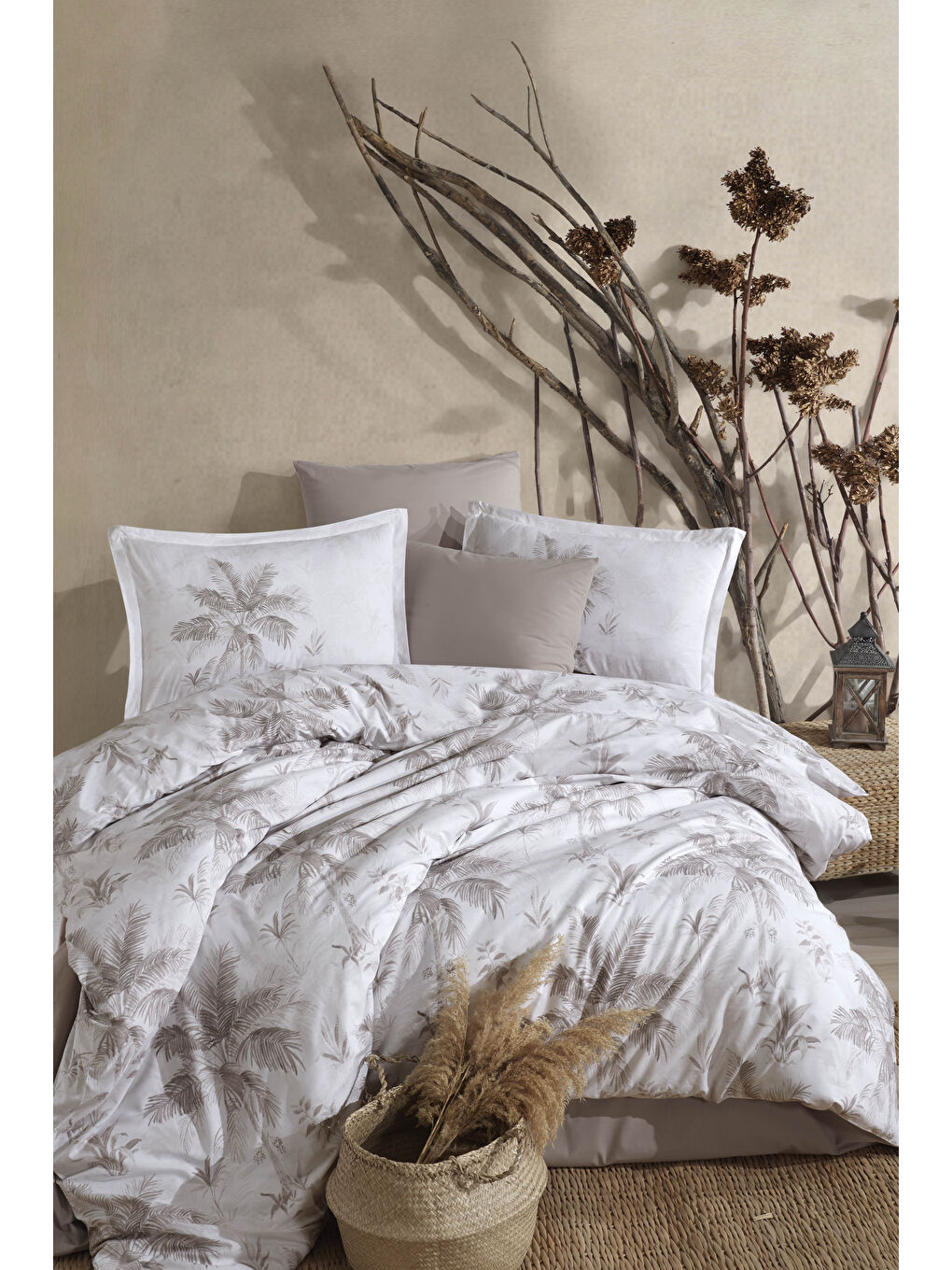 Bej %100 Pamuk Nevresim Takımı Çift Kişilik Loretto