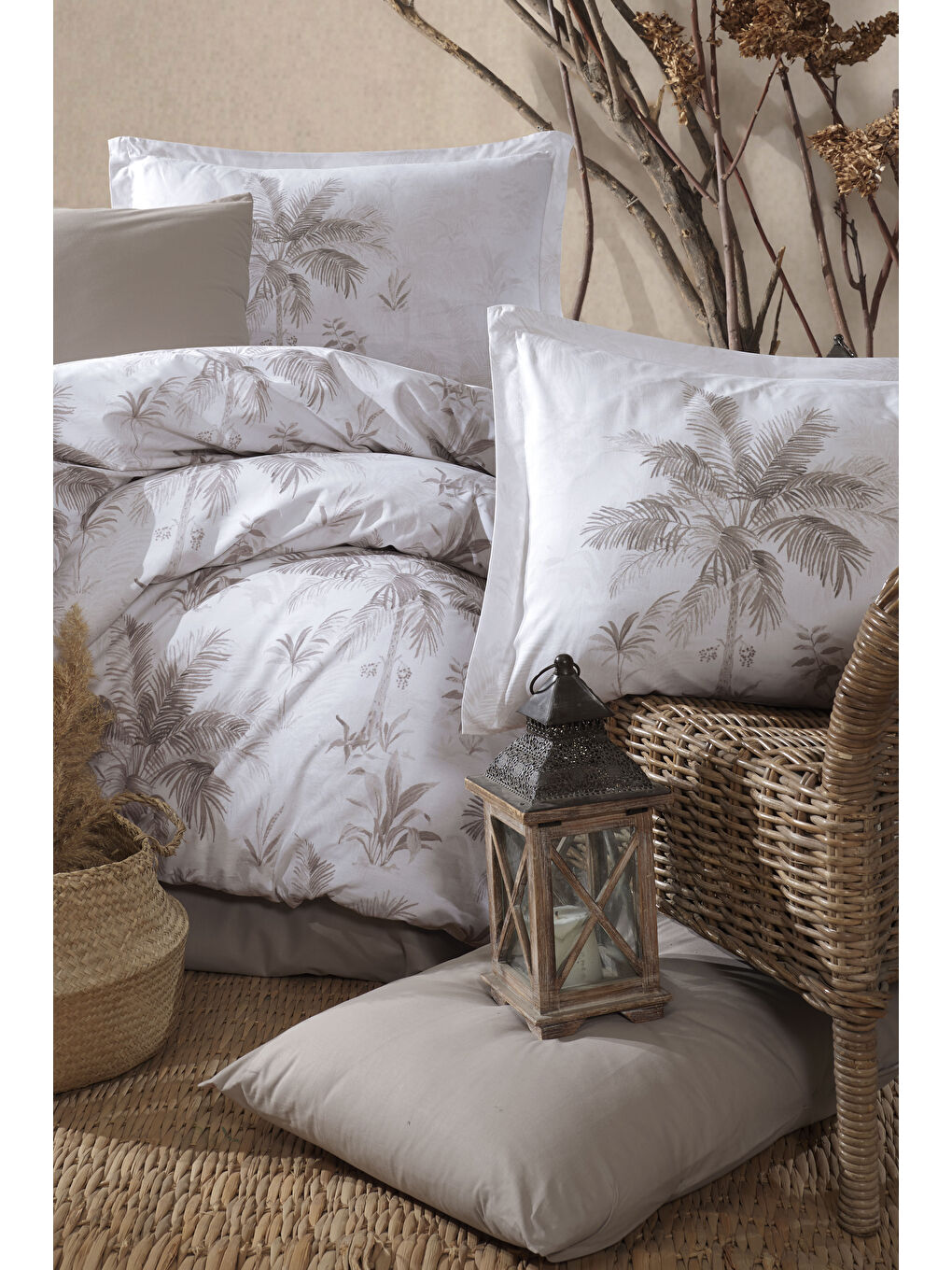 Bej %100 Pamuk Nevresim Takımı Çift Kişilik Loretto-1