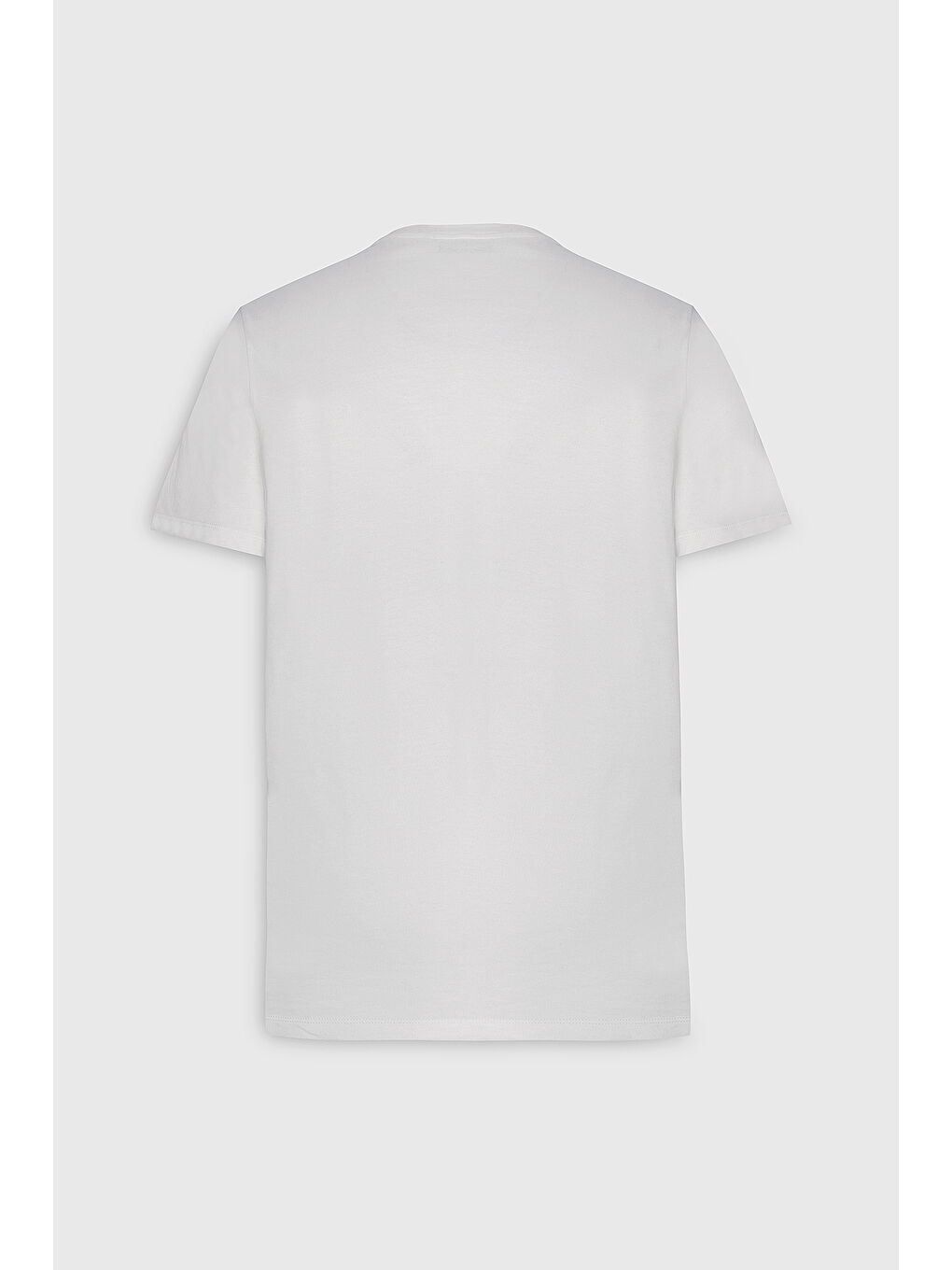 Erkek Beyaz Slim Fit Dar Kesim %100 Pamuk Baskılı Bisiklet Yaka Tişört-7