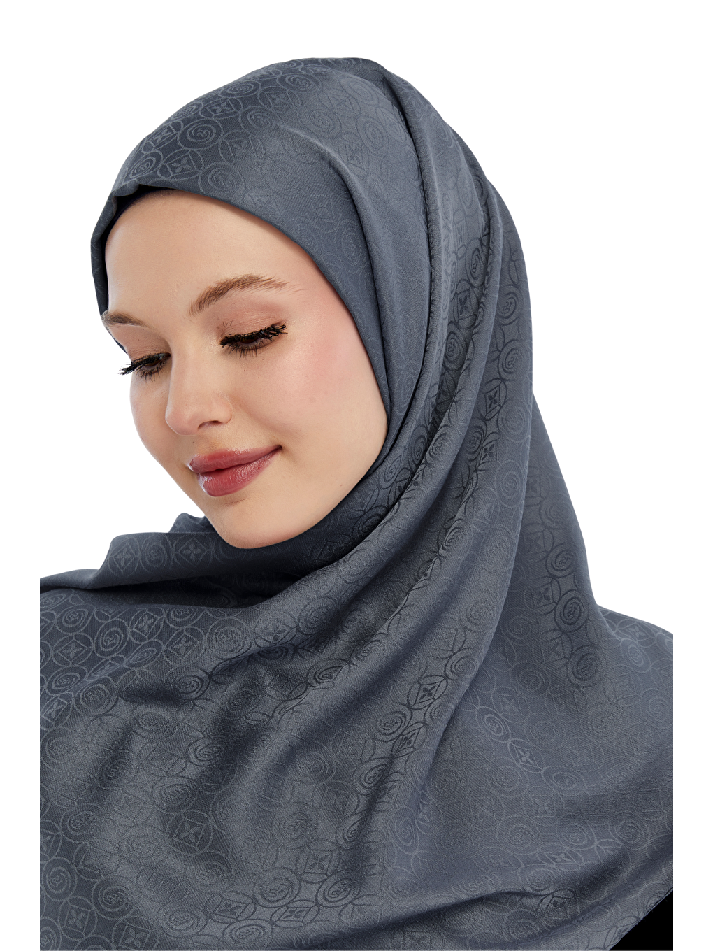 Gri Monogram Star Desen Şal-1