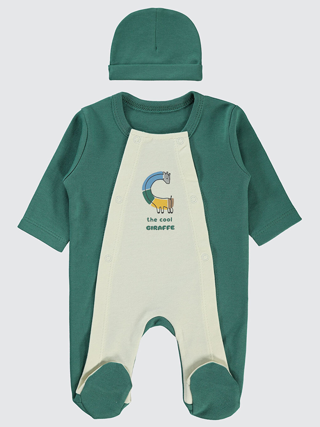 Baby Erkek Bebek Prematüre Patikli Tulum Koyu Yeşil