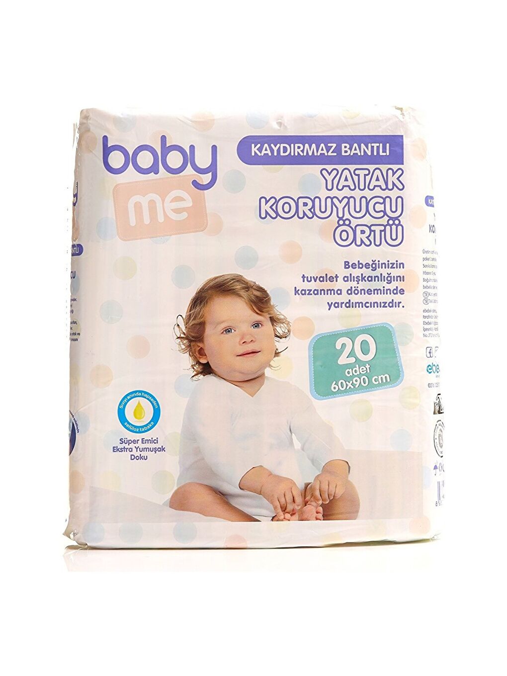 Renksiz Kaydırmaz Bantlı Yatak Koruyucu Örtü 60x90 cm 20 Adet