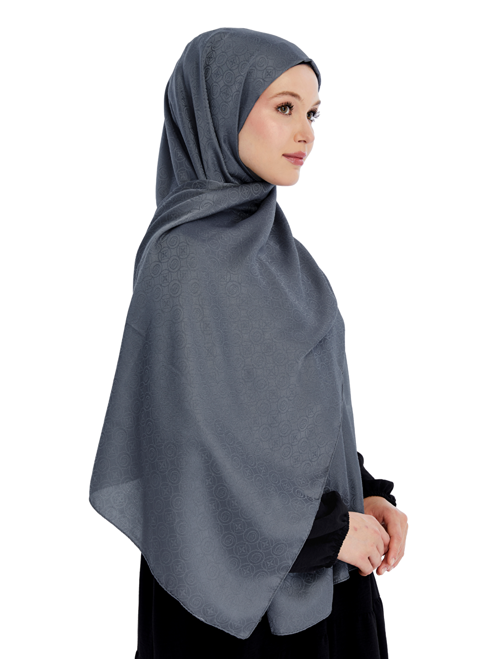 Gri Monogram Star Desen Şal-3