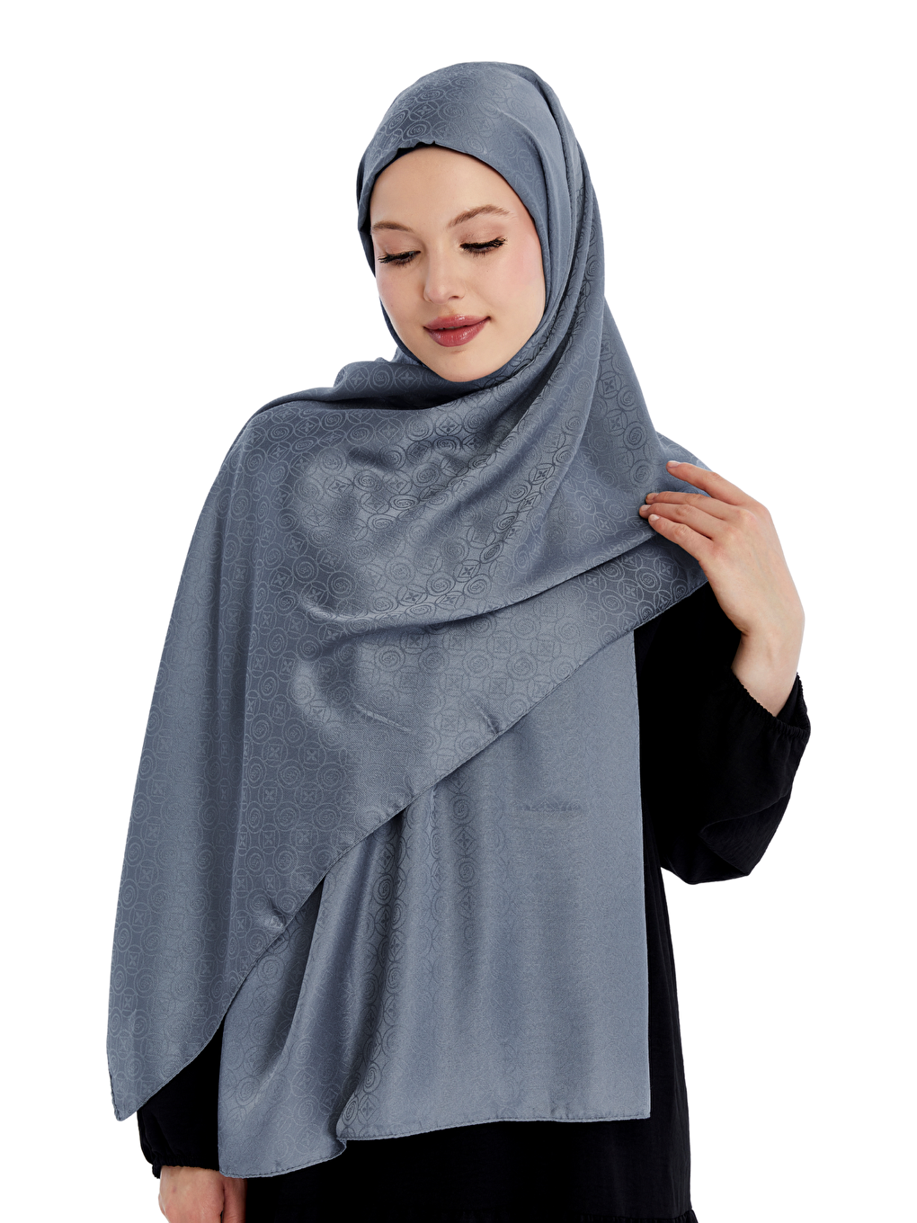 Gri Monogram Star Desen Şal-4