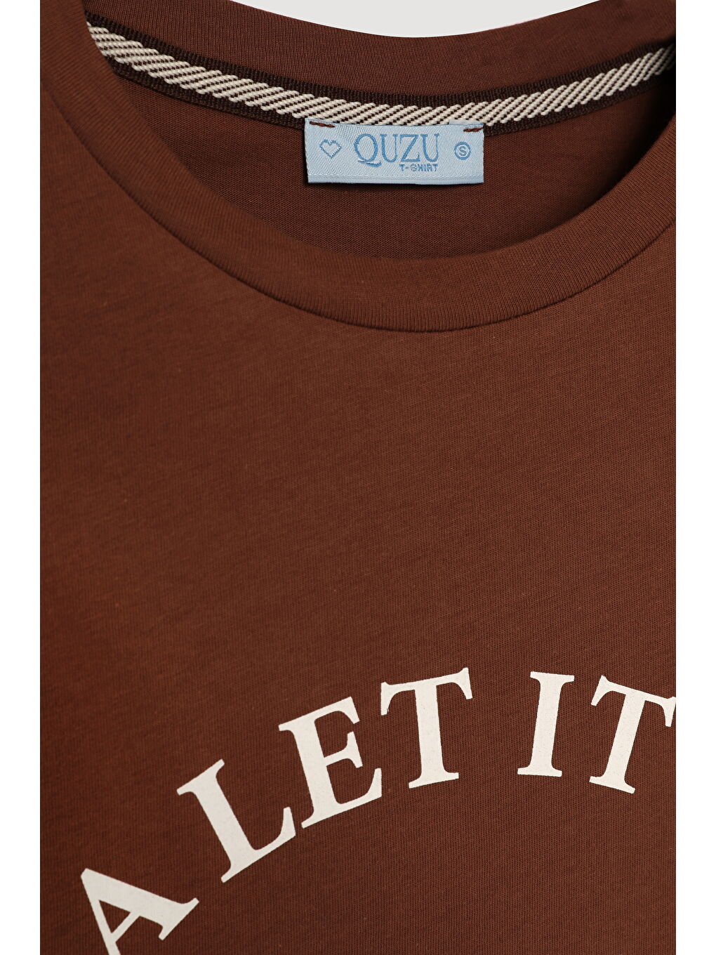 Bahar Çiçekli Kısa Kol Tişört Kahverengi-1