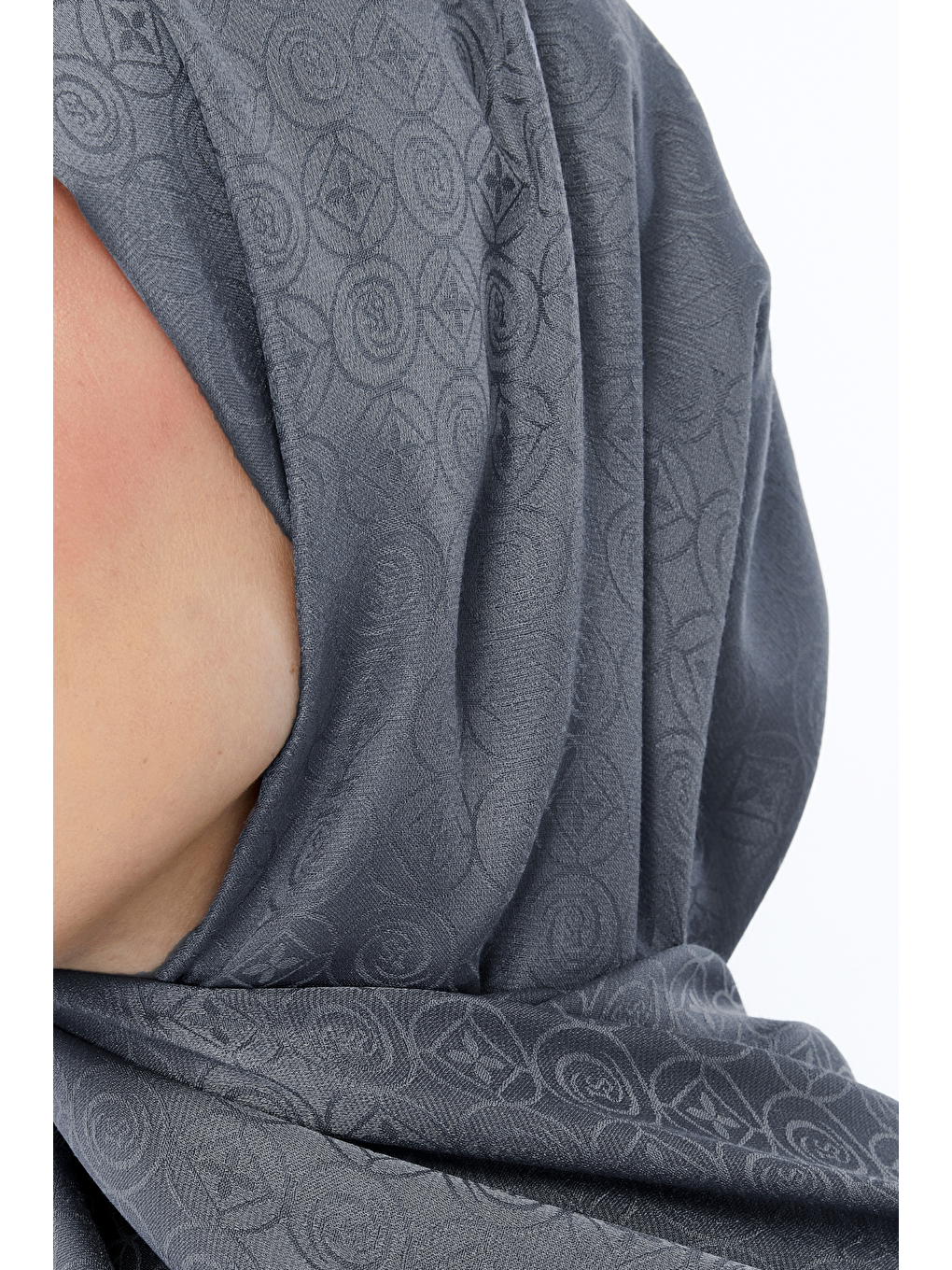 Gri Monogram Star Desen Şal-5