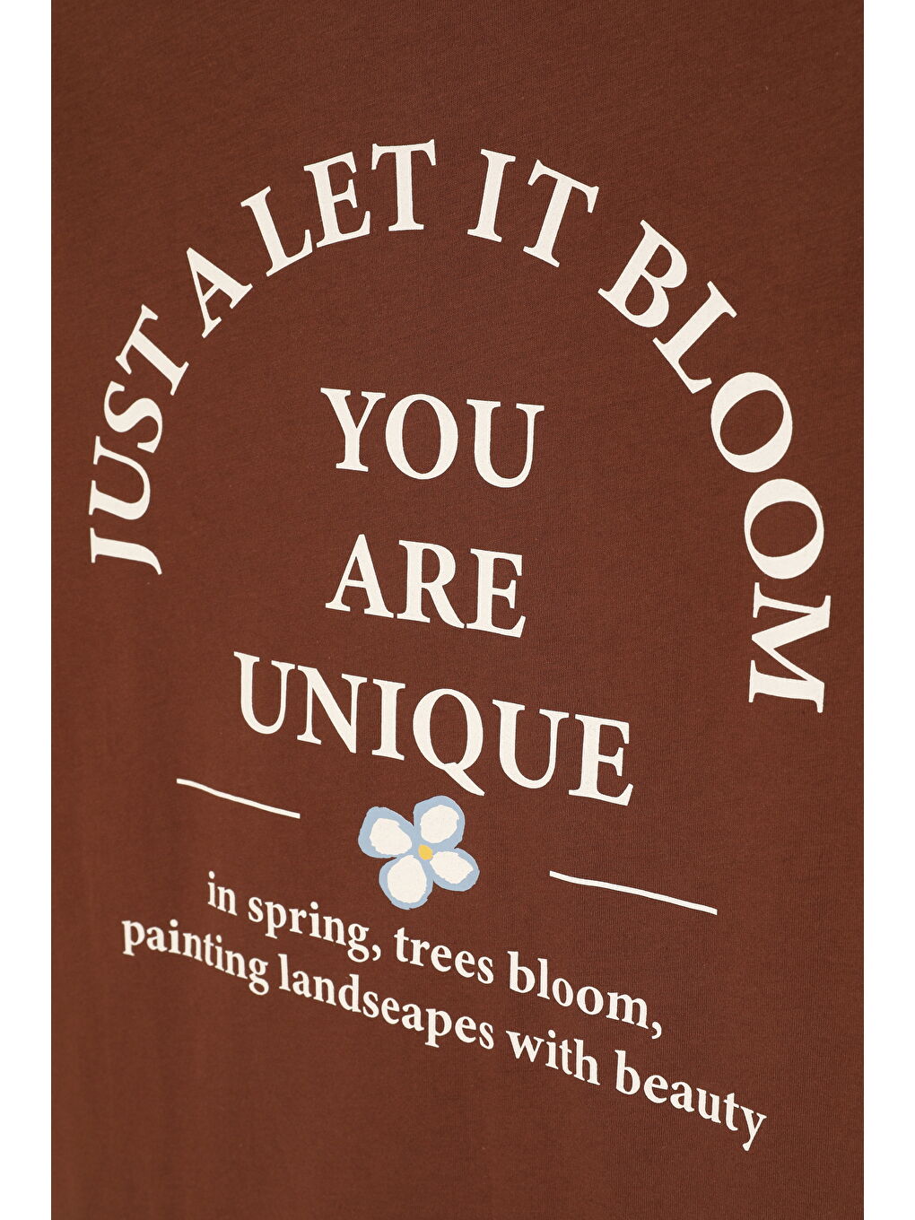 Bahar Çiçekli Kısa Kol Tişört Kahverengi-2