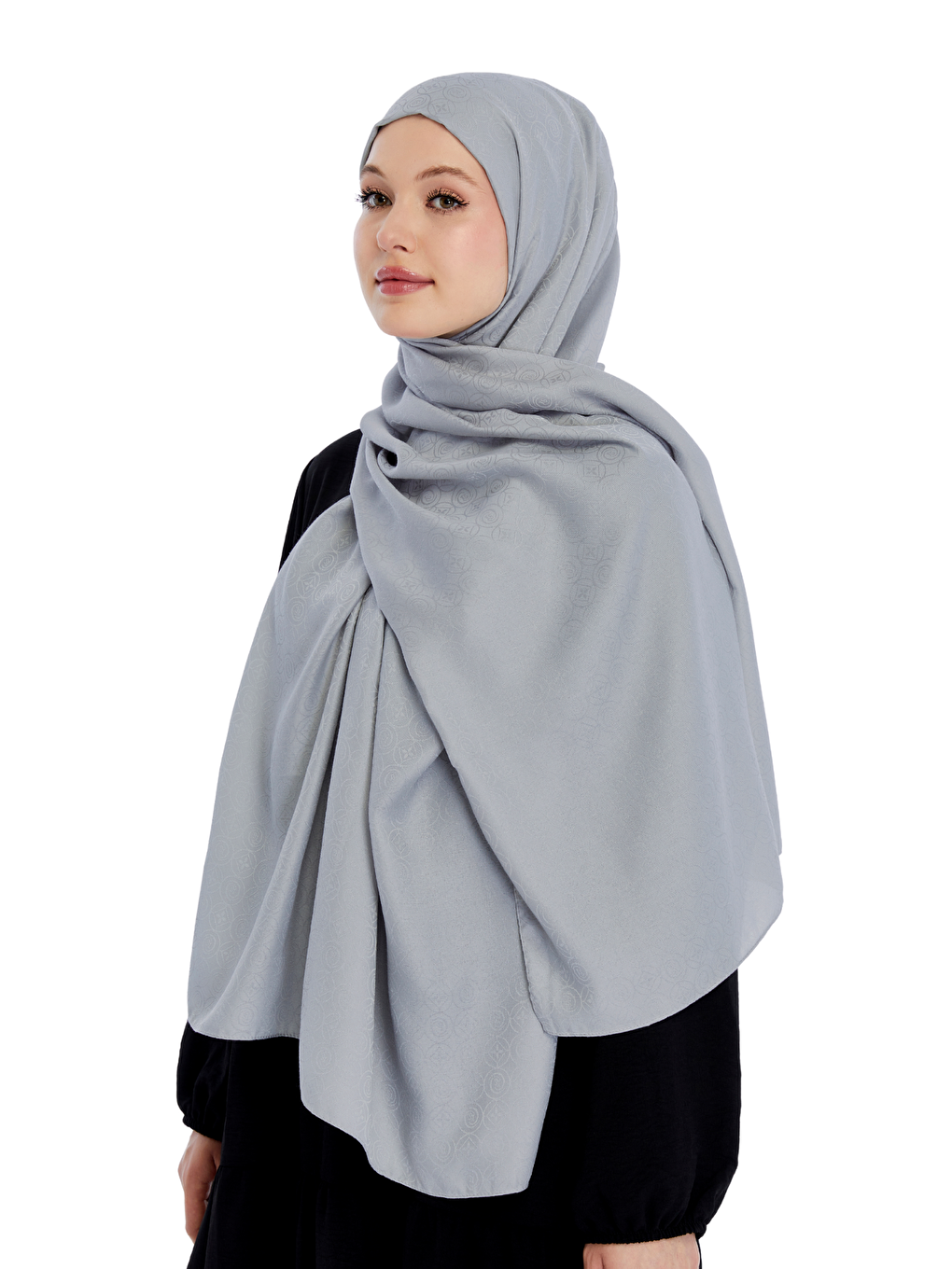 Gri Monogram Star Desen Şal-4