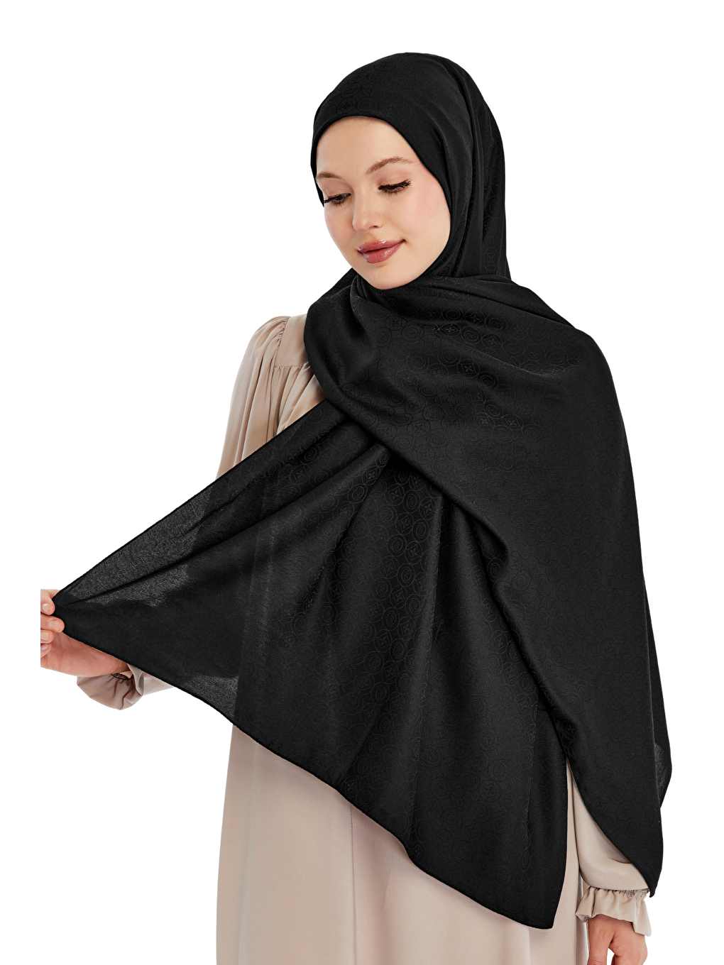 Siyah Monogram Star Desen Şal