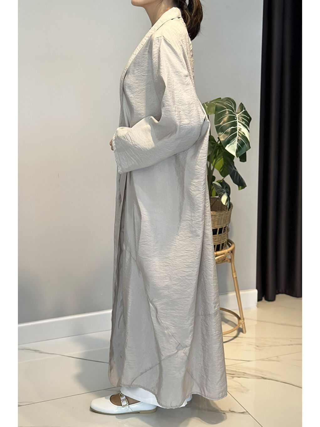 Önü Fermuarlı Şal Yaka Dubai Kap 5860 Bej-1