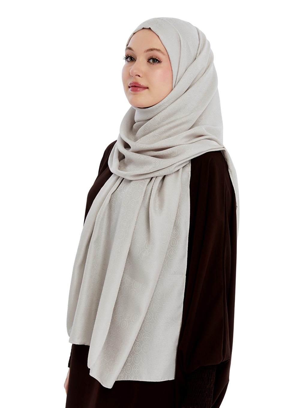 Bej Monogram Star Desen Şal-1